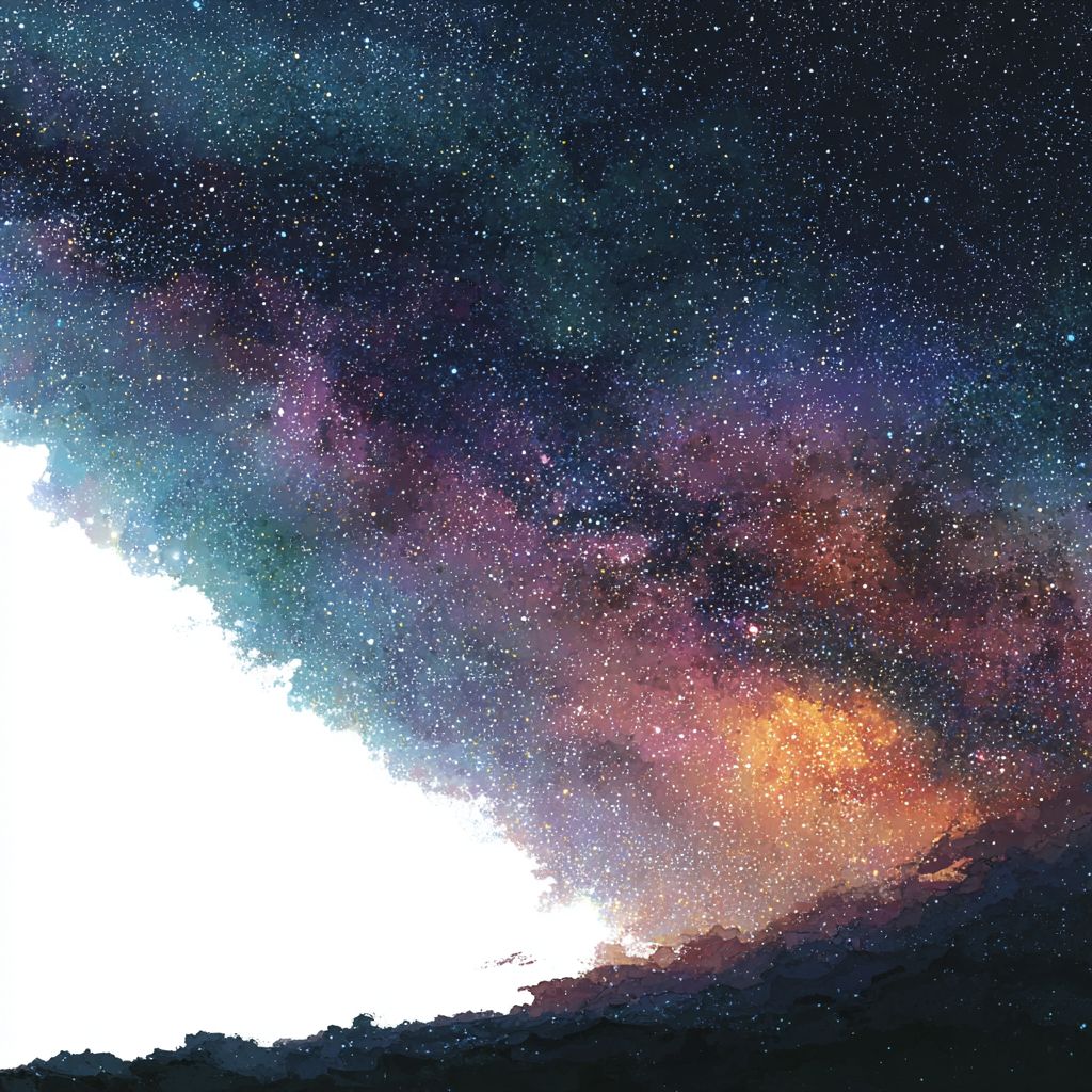 夜空中星河璀璨多彩