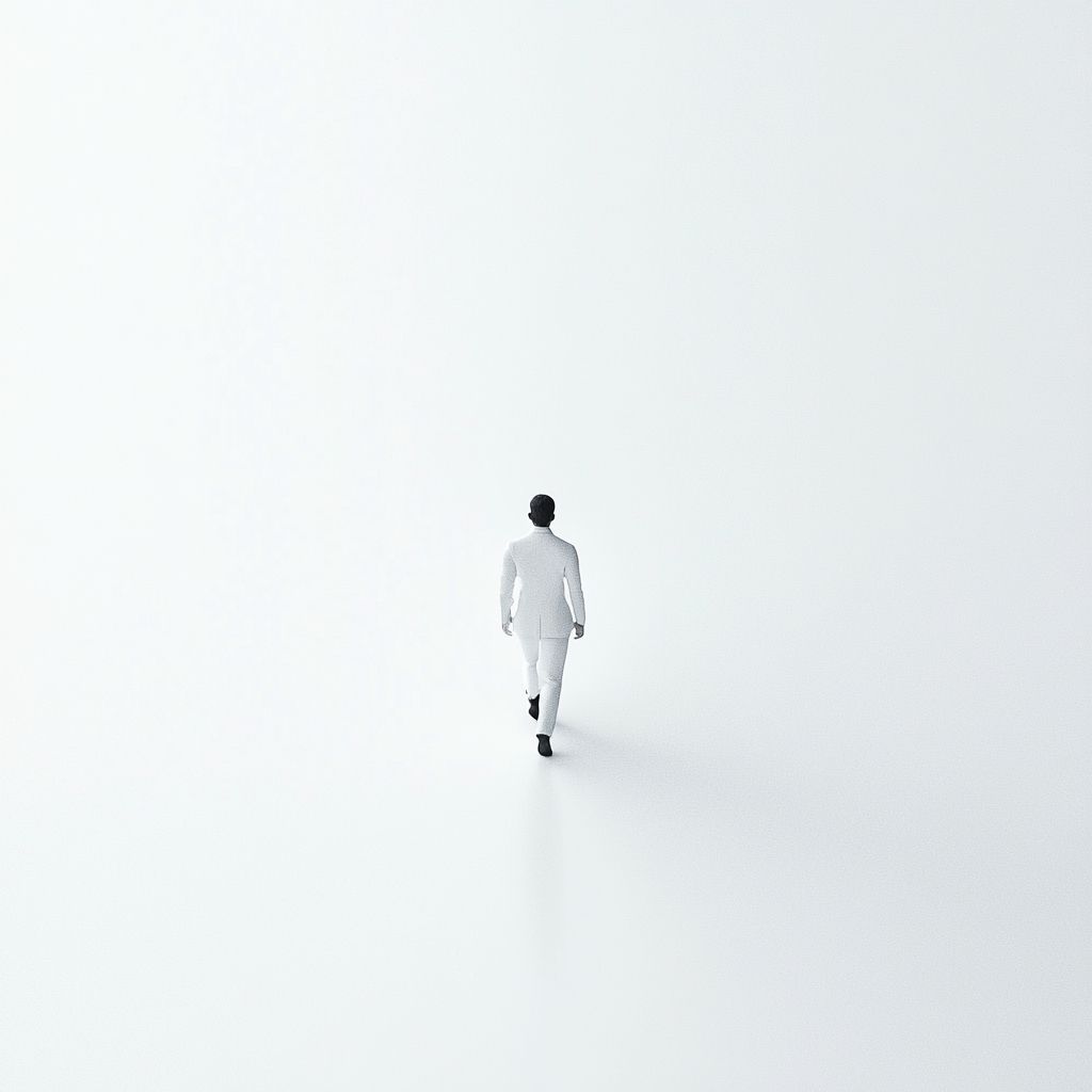 白色背景，简约风格，精英青年无畏向前。