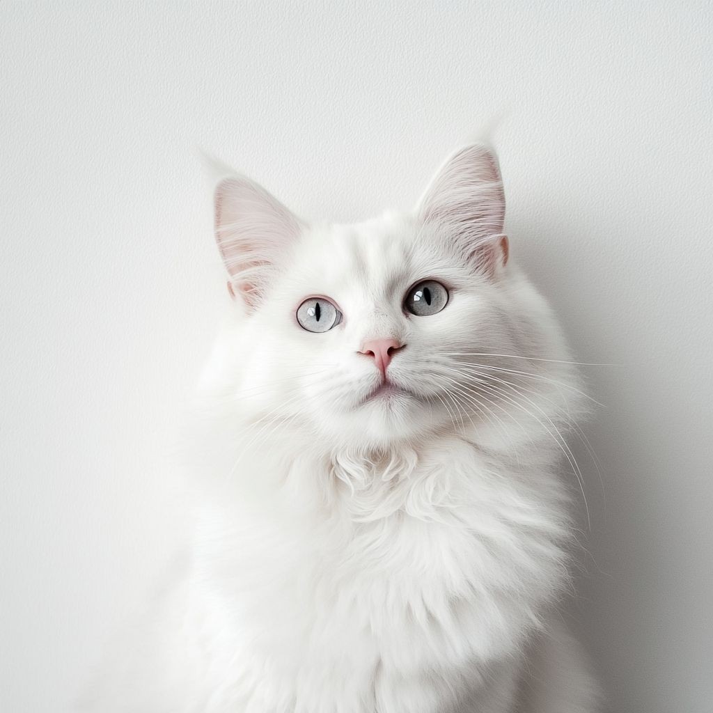 白色背景的极简风格猫咪