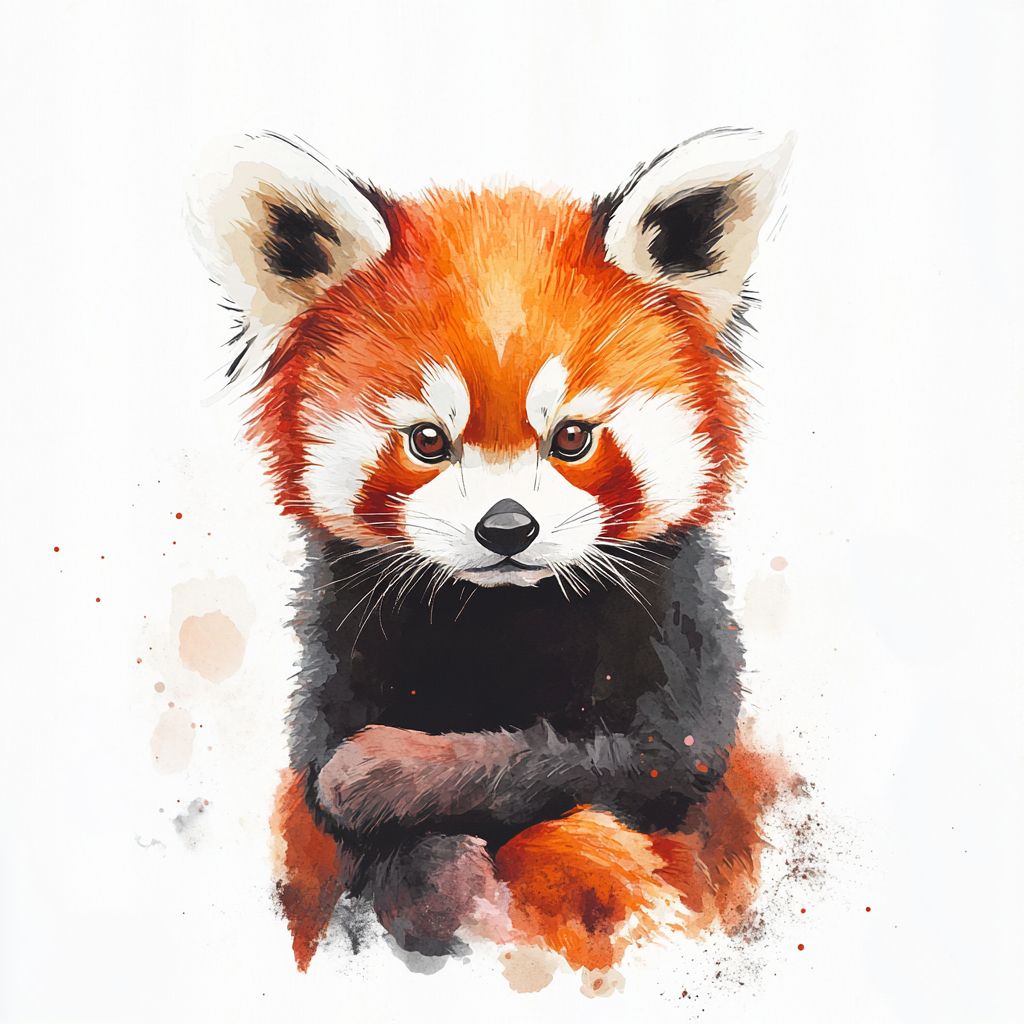 可爱的红 panda 在白色背景下，简约风格