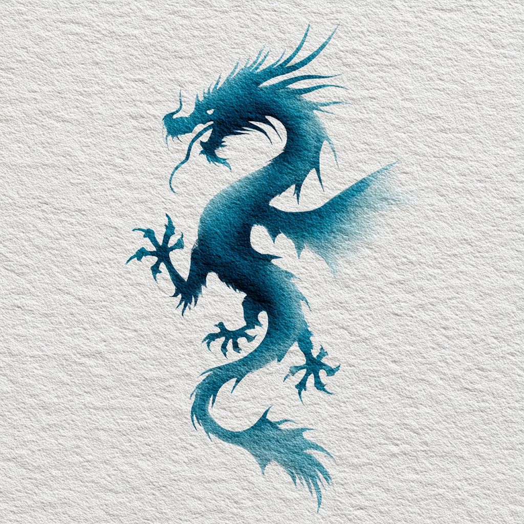 白色背景下的极简风格龙