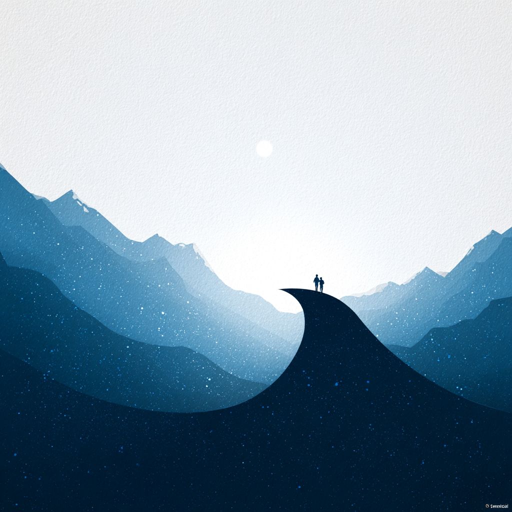 一对情侣在山顶享受星空