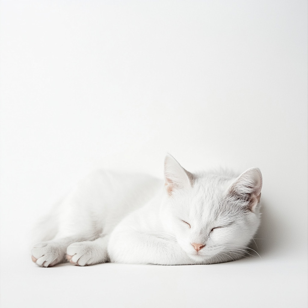 白色背景，极简风格，神奇的猫。