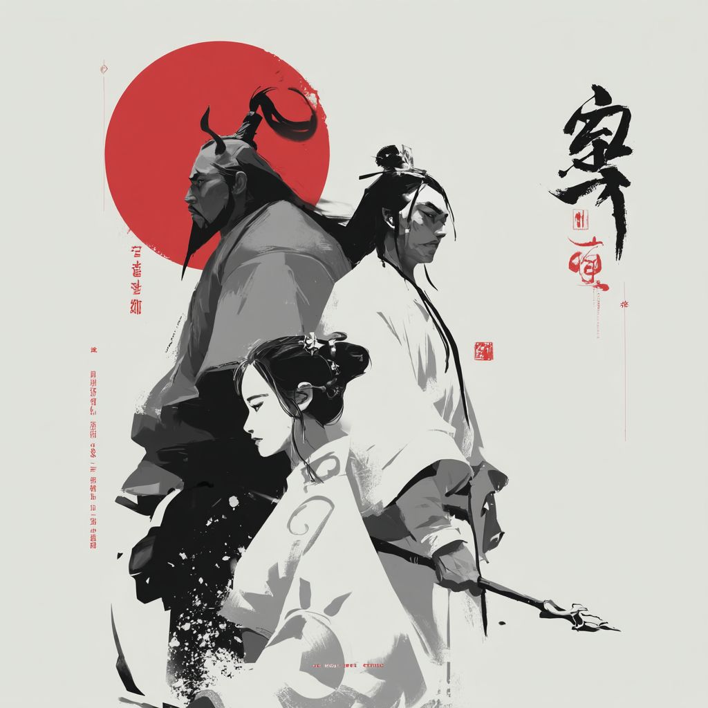 简约风格的白色背景，卡包车神和哪吒。