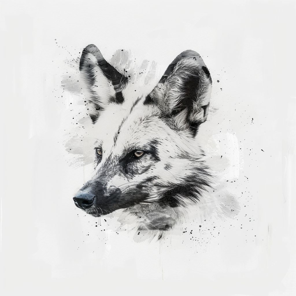 白色背景，极简风格，野狗