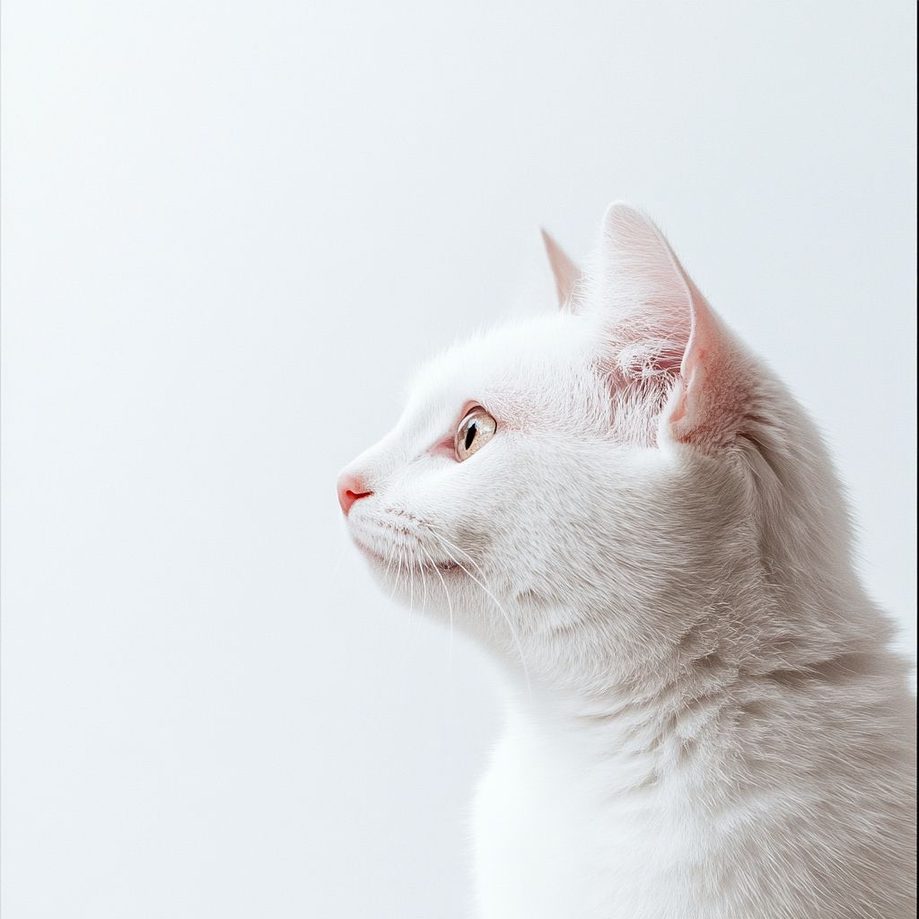白色背景，极简风格的猫。
