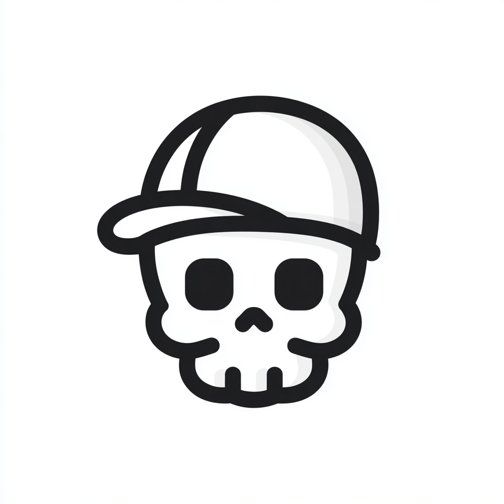 一款卡哇伊风格的骷髅图标，适合儿童书籍上着色