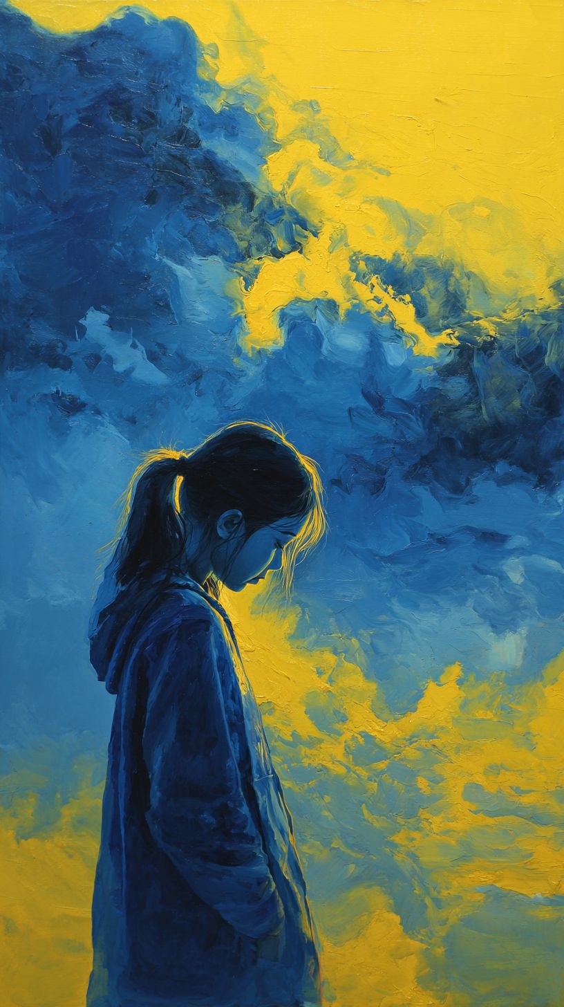 Highlights a unique oil painting portrait of a girl, showcasing emotional release of marginalized individuals in a lost world