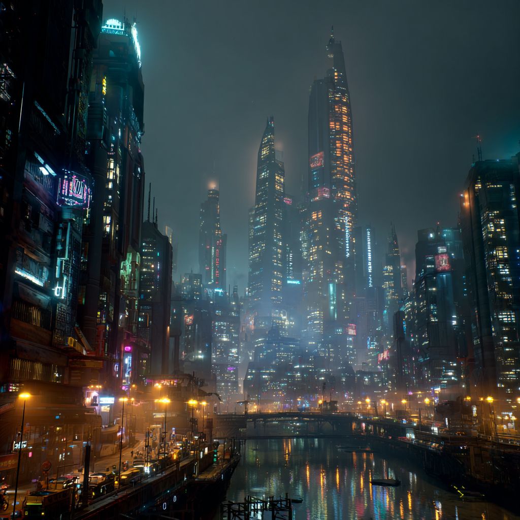 Cyberpunk-style future city