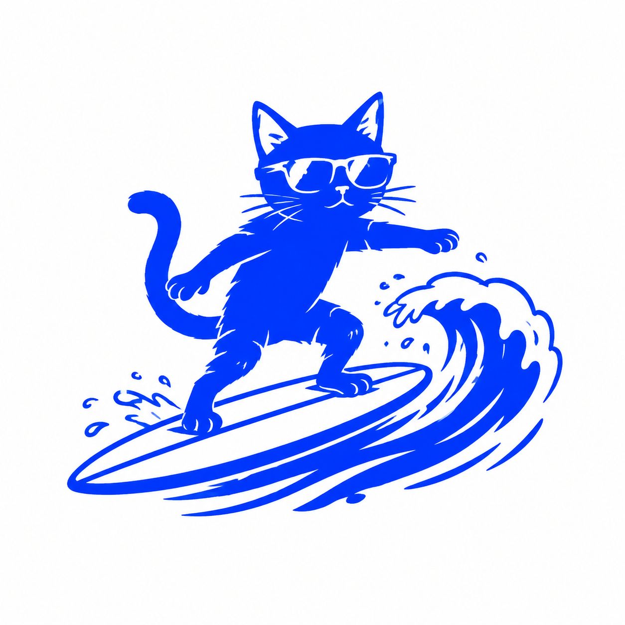 生成电蓝色冲浪猫T恤图案
