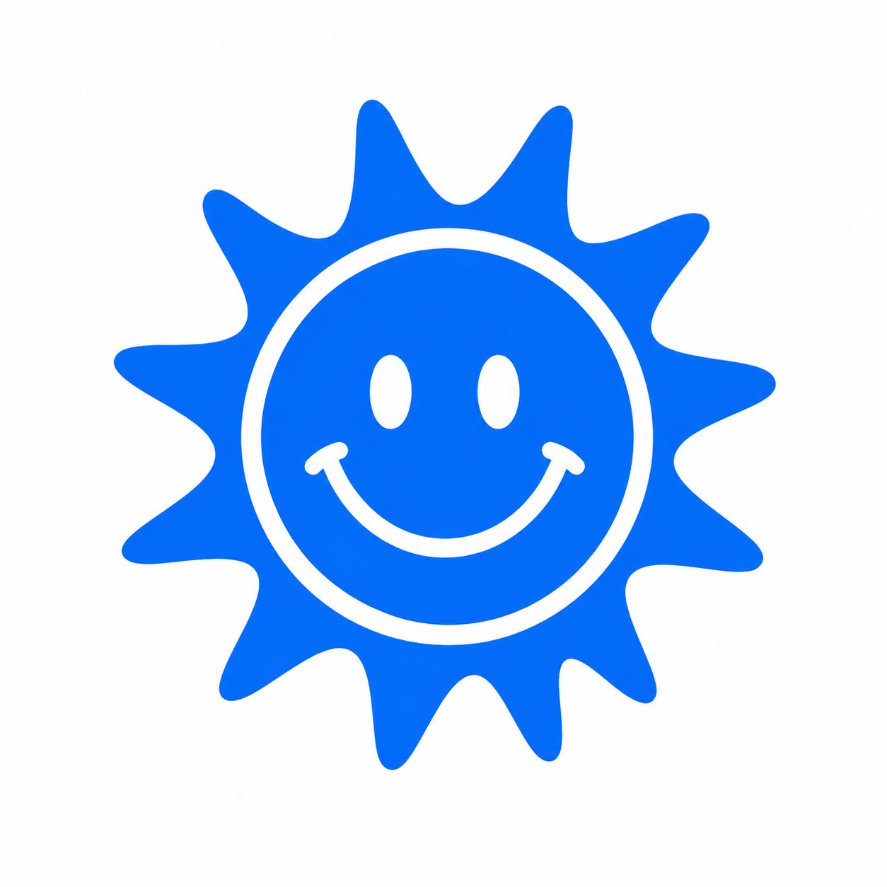 蓝色笑脸太阳适合T恤的贴纸图案