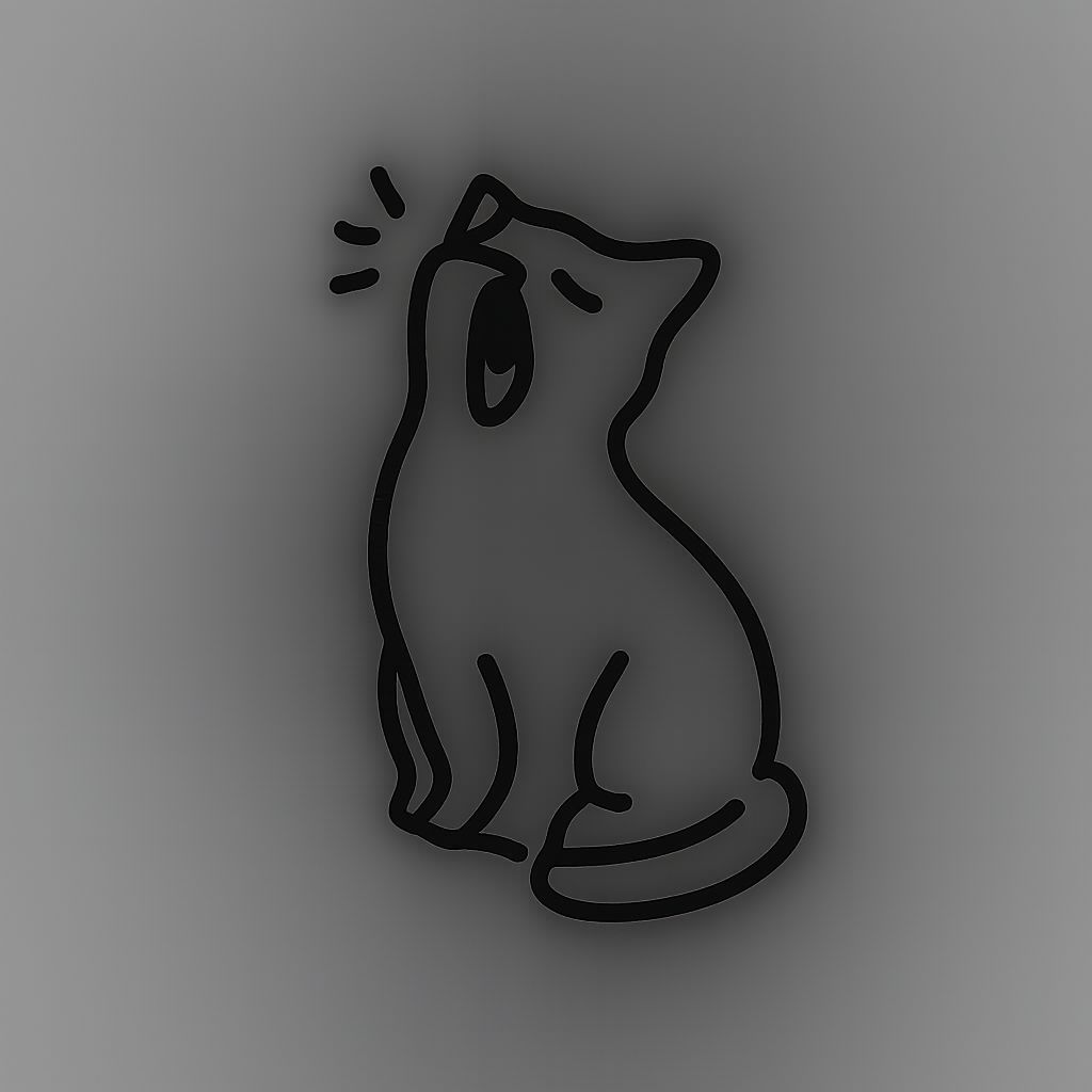 一只打哈欠的猫的极简线条画