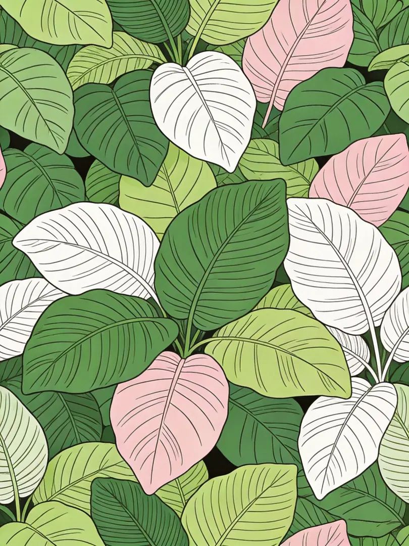 Patrón de arte lineal verde sin costura estilo ilustración
