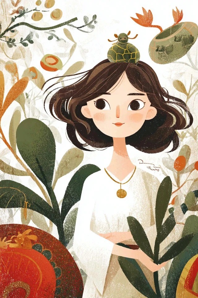 This is a warm illustration suitable for children's book covers and nature themes