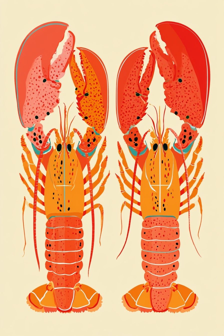 Une illustration d'art numérique plate et simple de deux homards américains