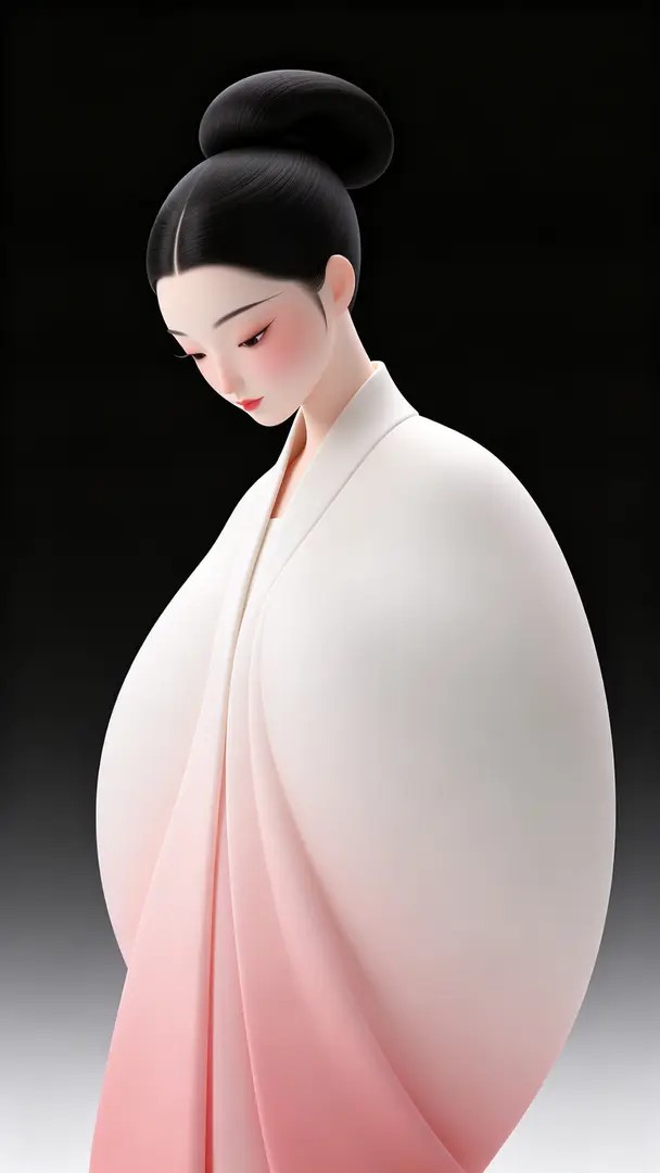 A beautiful female character in a gradient robe showcasing elegance