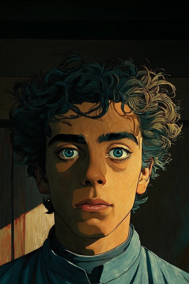 الواقعية المرسومة مع ظلال كهرمانية دافئة وملمس