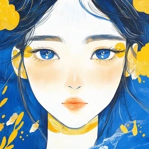 A ilustração em aquarela em azul Klein e amarelo brilhante mostra a fusão de tradição e modernidade