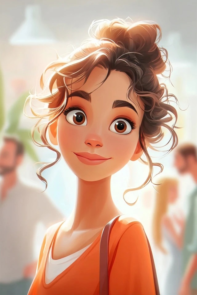 暖かいピーチとクリームトーンの3Dアニメーションスタイル
