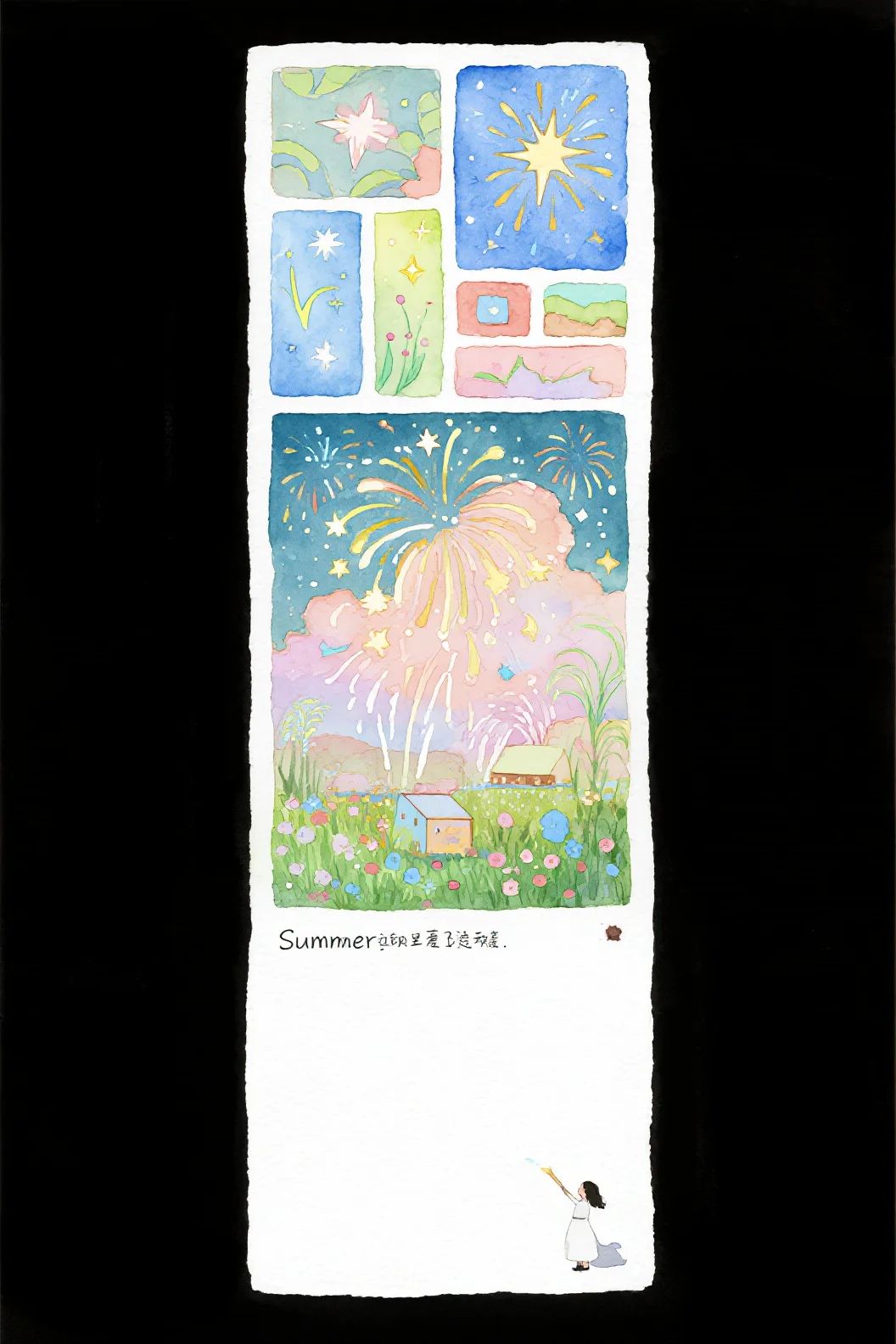 Watercolor illustration with a summer theme