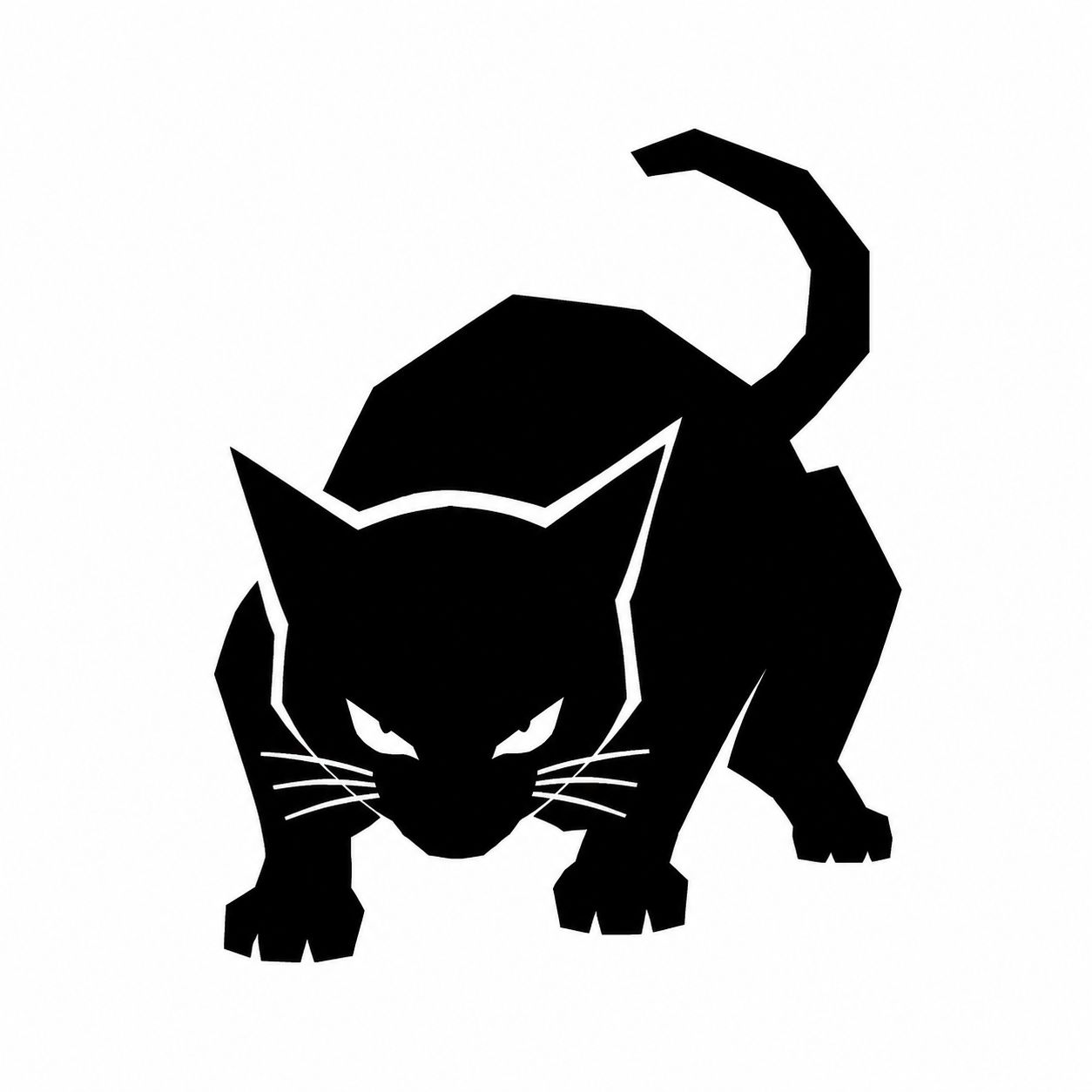 黑色极简猫咪剪影T恤印花设计