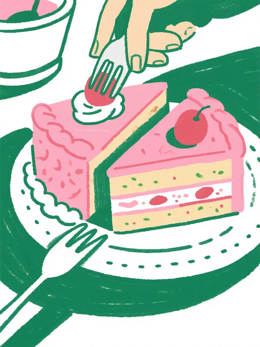 고급스러운 미니멀리즘 스타일의 케이크와 디저트 손그림