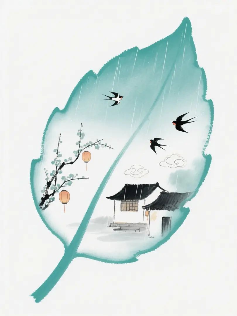 插畫展現極簡主義和雙重曝光的水墨藝術風格