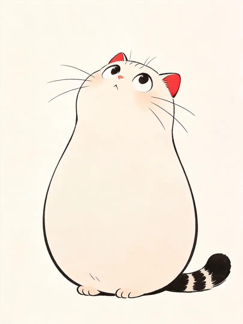 A cute cartoon cat presented in a minimal style