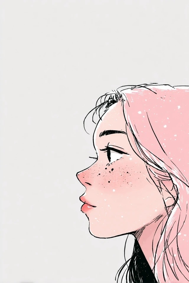 أنمي بسيط مع لوحة ألوان وردية ناعمة وتصميم نظيف