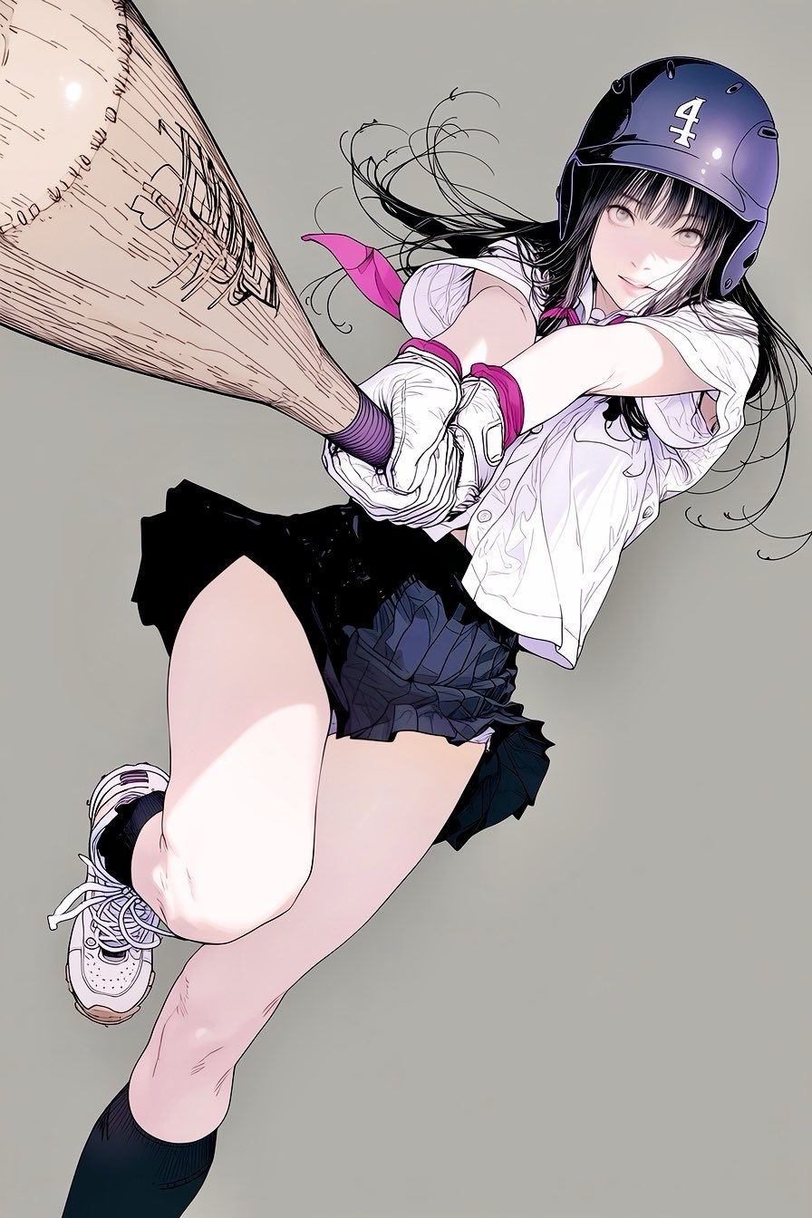 漫画风格的运动插画展现挥棒的动态人物