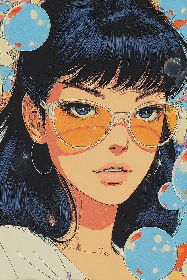 Retro 1980s Japanese city pop illustration