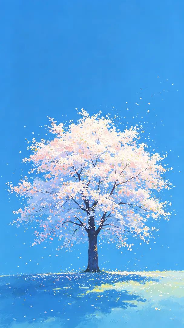 繁花の大樹を描いた美しい手描き作品