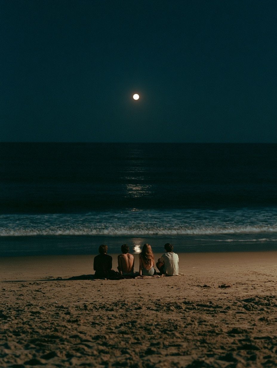 Los adolescentes pasan la noche en la playa durante las vacaciones de verano