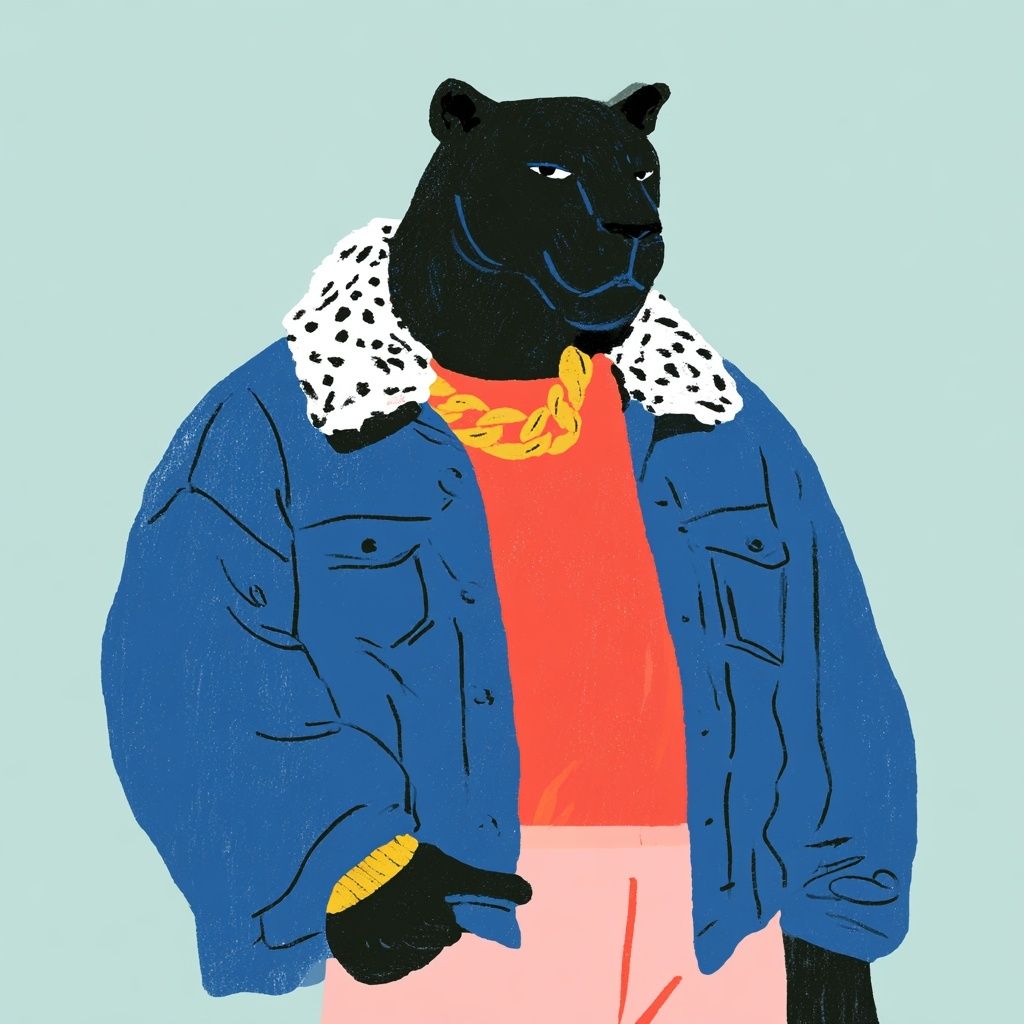 Close up portrait of an animal in urban streetwear