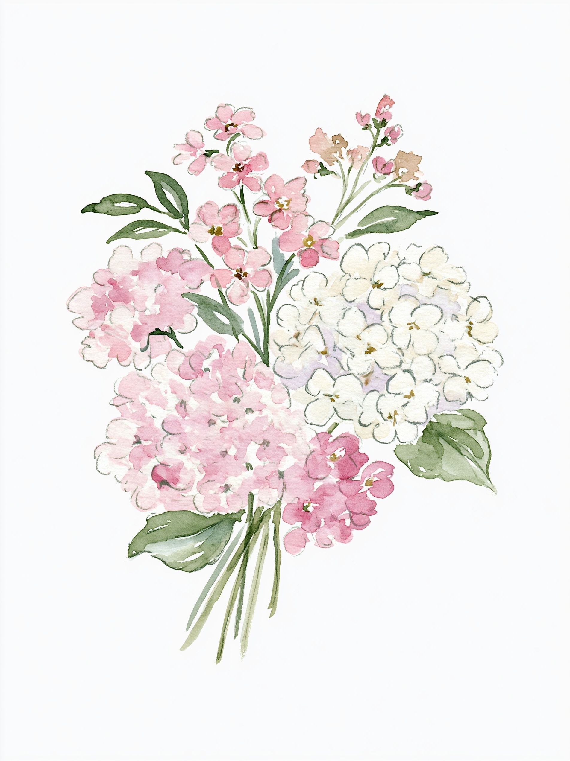 Arranjo floral aquarela romântica