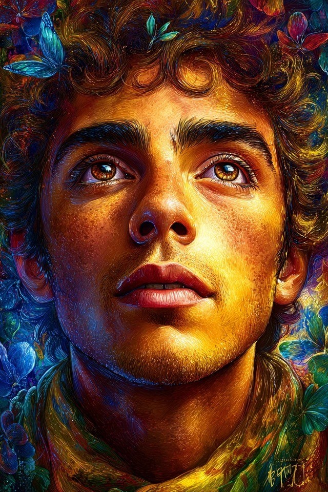 This vibrant oil painting is suitable for fantasy book covers and mythological portraits