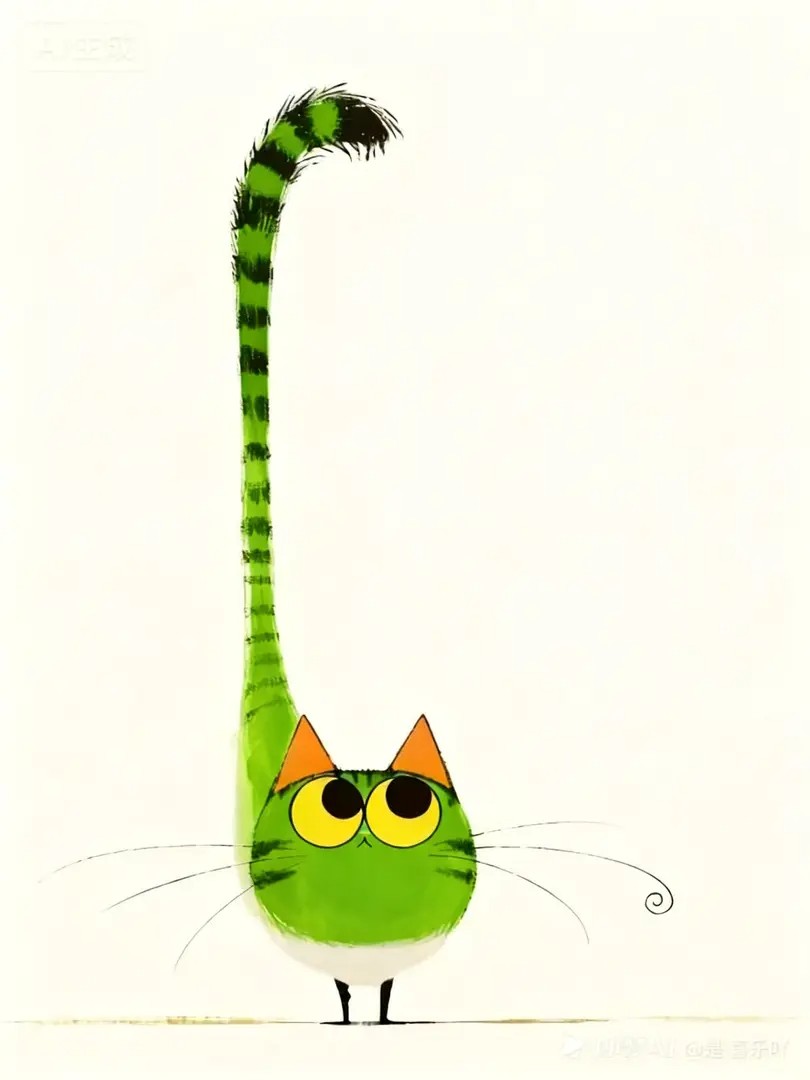 gato verde de estilo de ilustración
