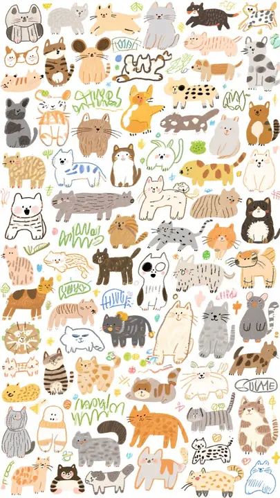 Una obra de garabatos vibrante con pequeños animales