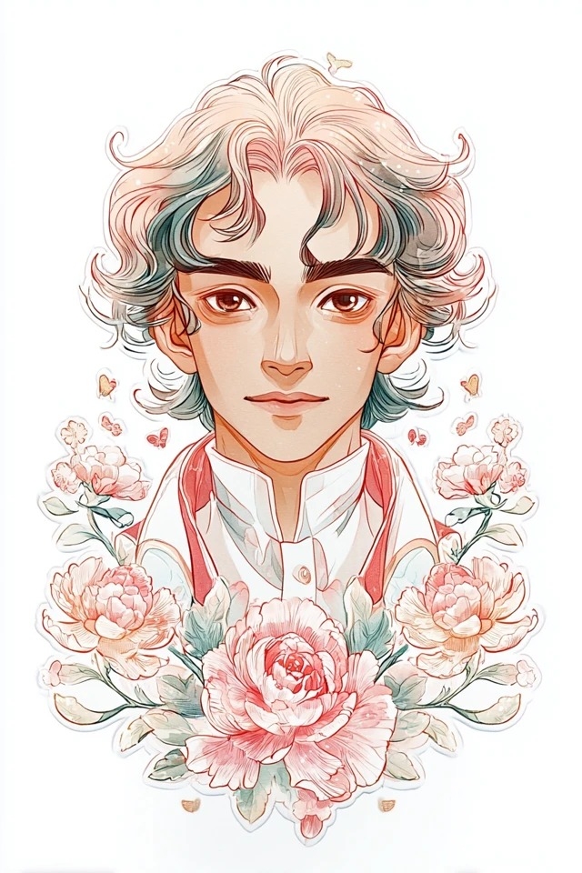 Ilustração em aquarela pastel suave com flores