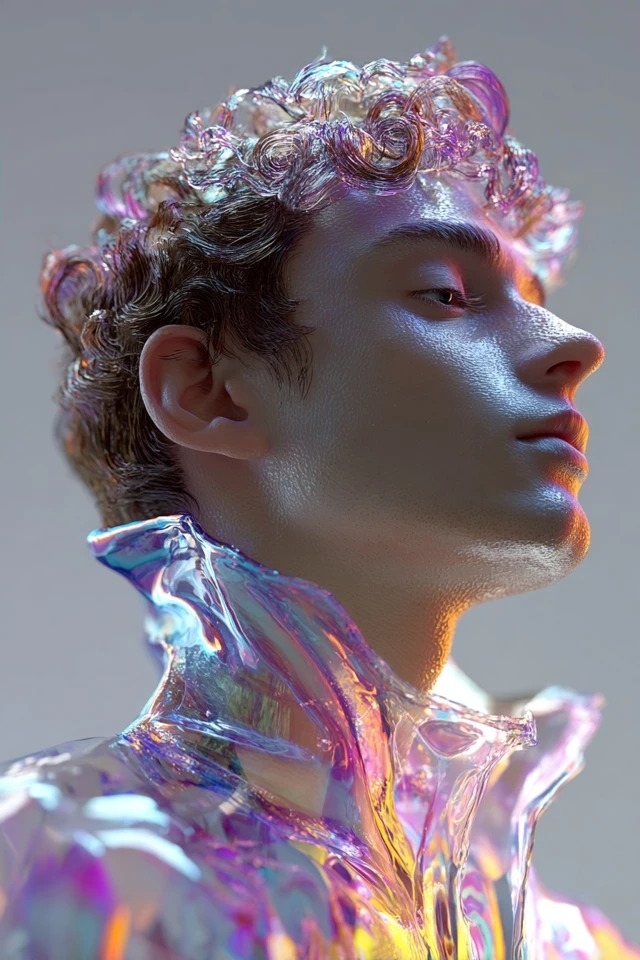 Suitable for futuristic fashion editorials and avant-garde beauty campaigns