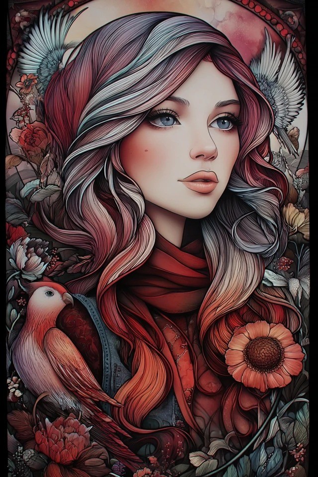 Ilustración intrincada inspirada en el art nouveau