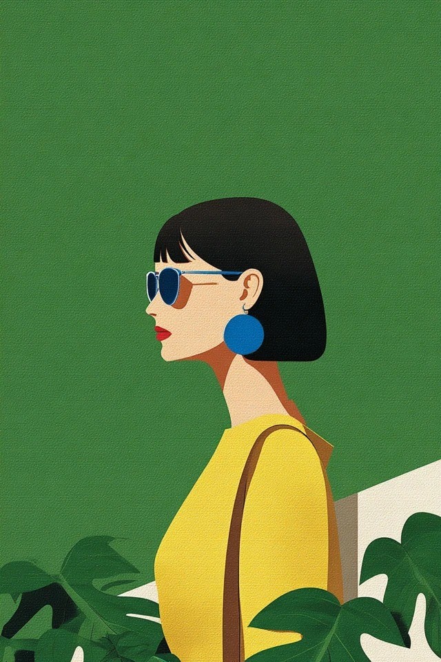 A flat illustration suitable for fashion editorials, travel posters, and lifestyle