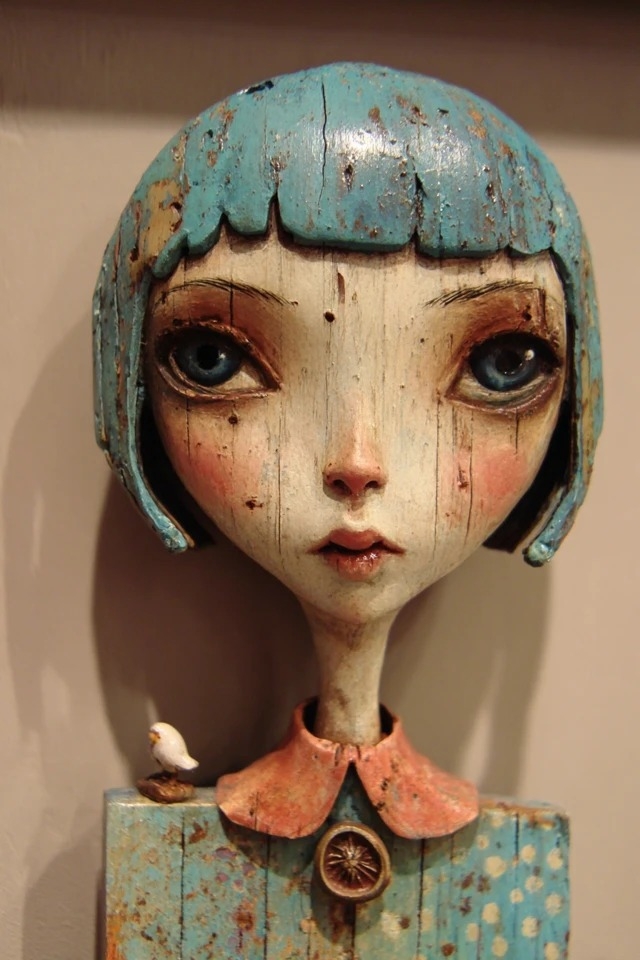 Weathered folk-art sculpture