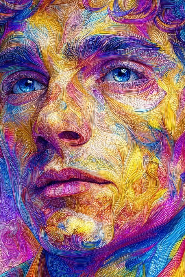 色彩丰富的旋转图案和流畅的线条纹理