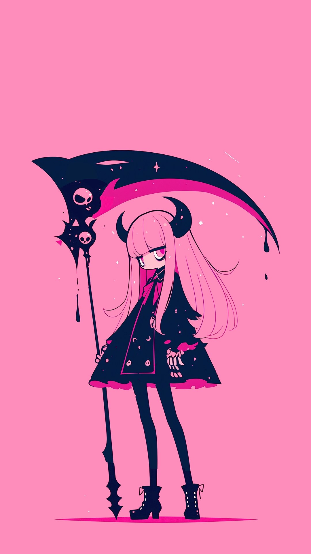 Imagen de chica demonio en rosa y negro