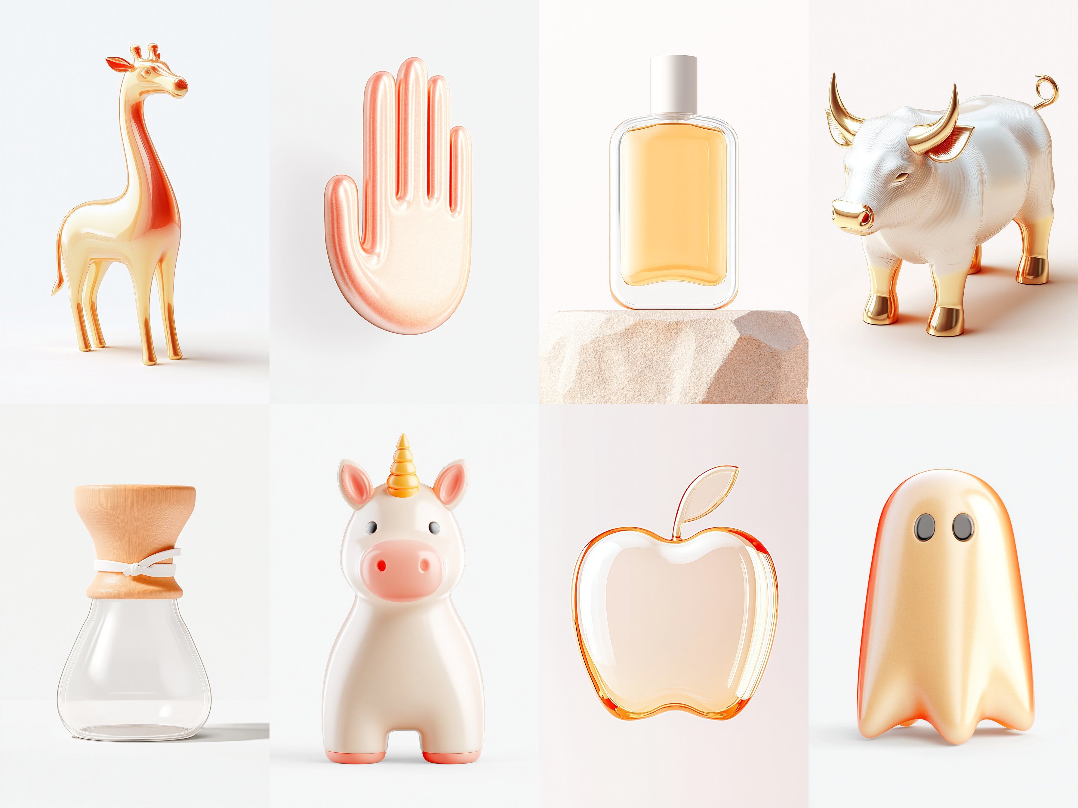 Peach gloss 3D product design features gradient colors and a smooth surface