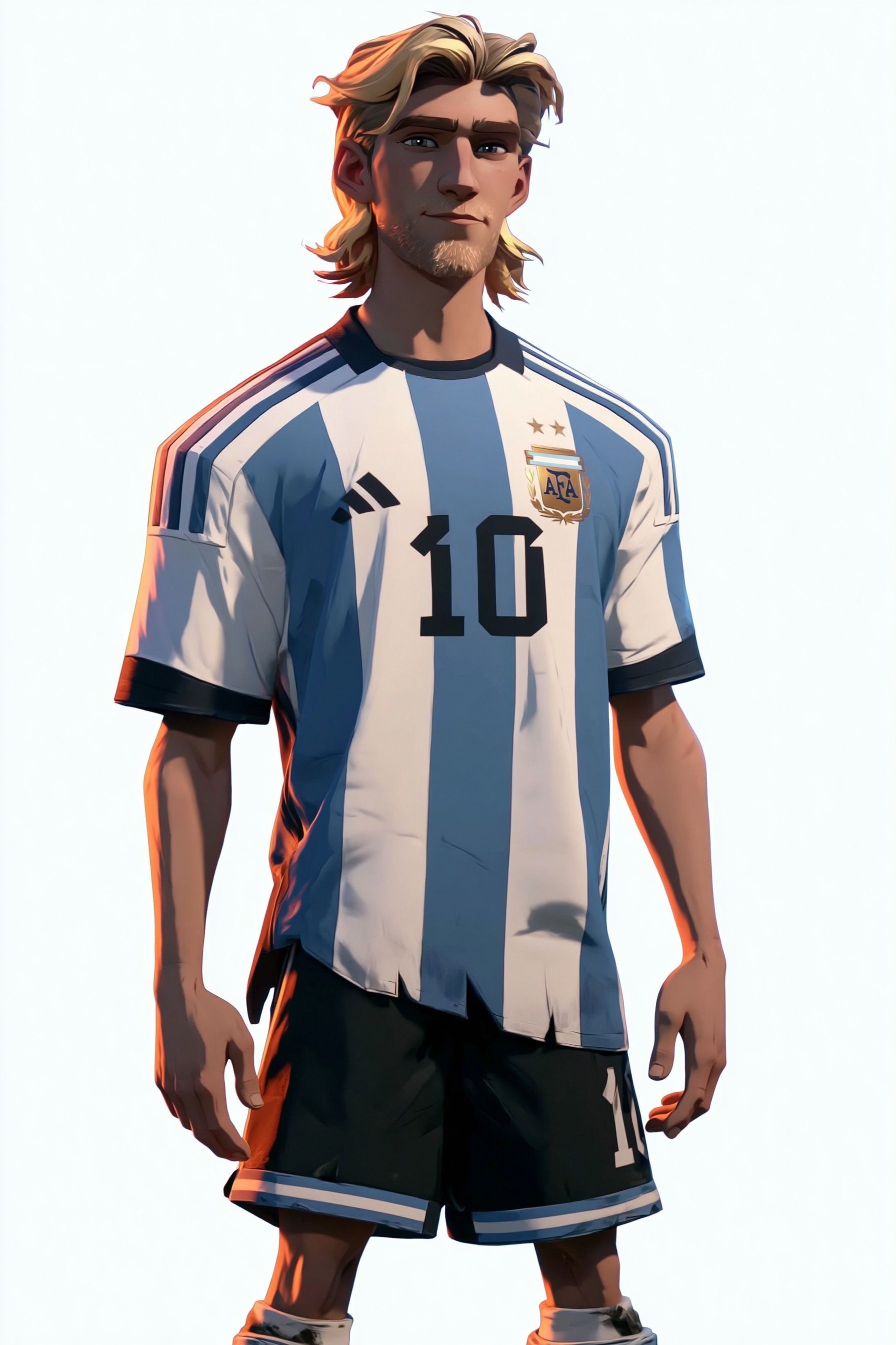 Un jeune footballeur argentin portant le maillot de l'équipe nationale
