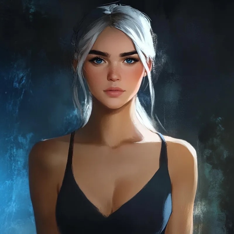 Digital thick paint portrait showcases dramatic light and shadow contrast