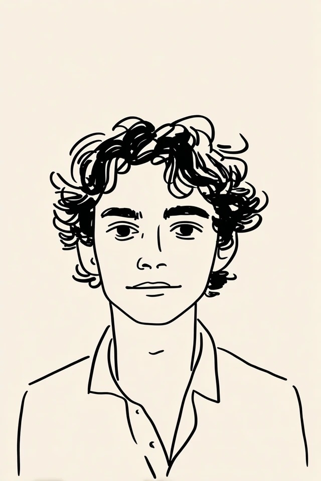 Desenho de linha preta minimalista em creme