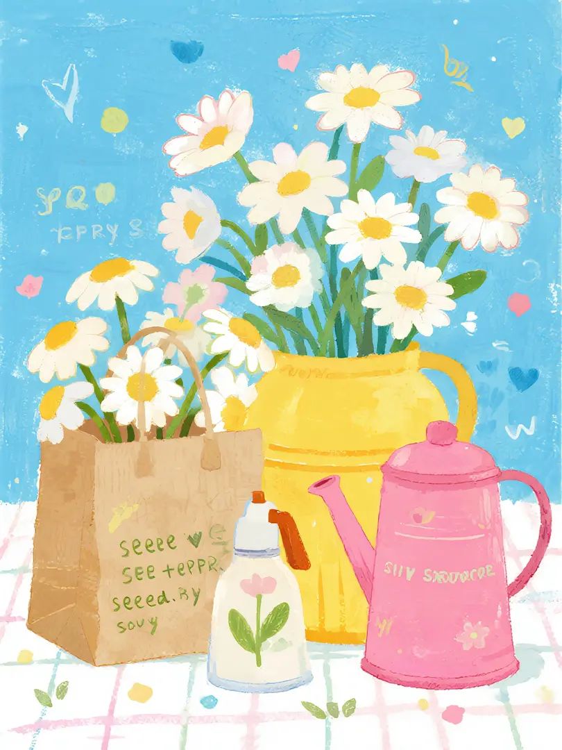 Healing watercolor illustrations inspired by spring
